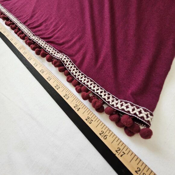 LOVERICHE Dress Womens MEDIUM Red Burgandy Pompom Mini Knit - Picture 10 of 10